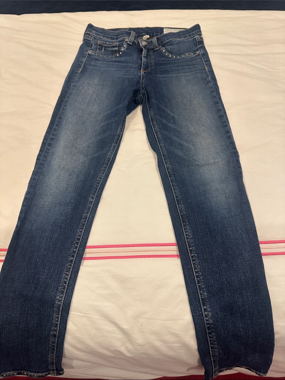 rag & bone Women's Straight Leg Dark Blue Jeans